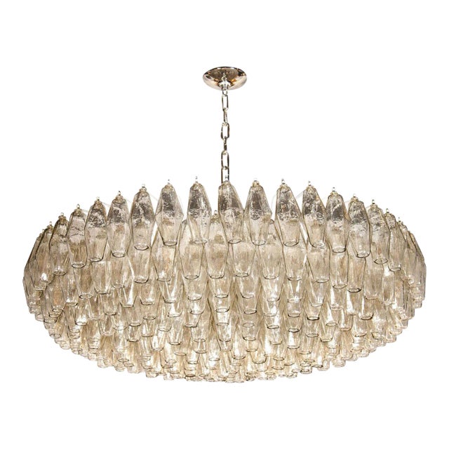 Hand Blown Murano Smoked Glass Polyhedral Chandelier For Sale