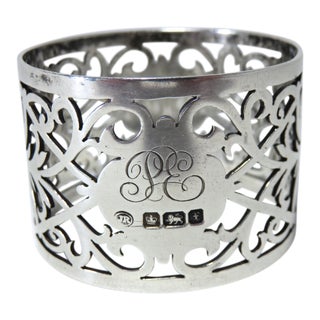 Fancy Reticulated Antique Sheffield England Sterling Silver Napkin Ring Circa 1915 For Sale