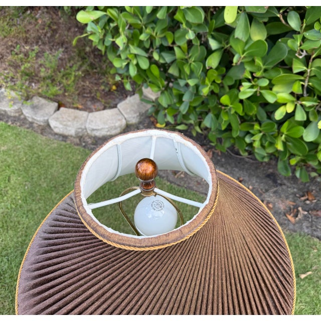 Vintage Maitland-Smith Faux Marble and Gilt Rope Motif Table Lamp With Pleated Shade For Sale In Naples, FL - Image 6 of 12