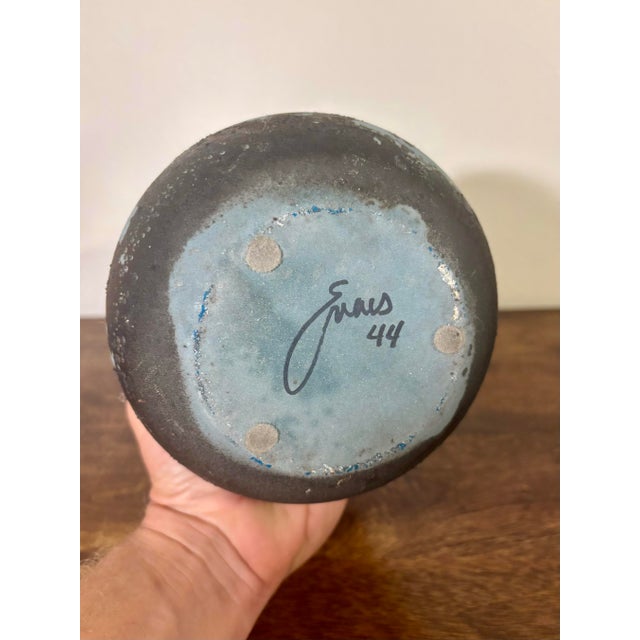 Tony Evans Vintage Tony Blueberry Evans Raku Vase - American Studio Pottery Signed For Sale - Image 4 of 7