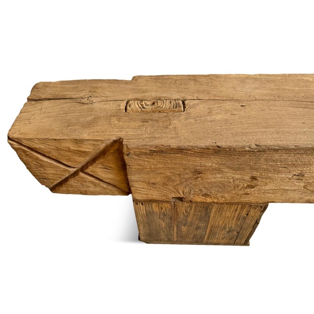 Brown Old Rustic Teak Wood X Beam Bench For Sale - Image 8 of 9