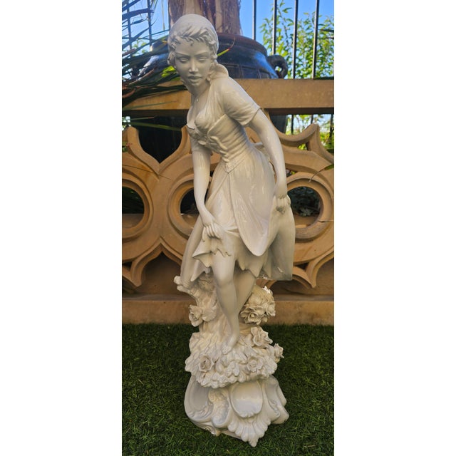 Rococo Domenico Poloniato Large White Glazed Ceramic Figure of a Woman, Italy, Circa 1960 For Sale - Image 3 of 12