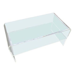 1970s Rectangular Two-Tier Lucite "Waterfall" Coffee Table For Sale