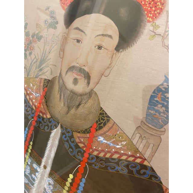 Asian Antique Mid 20th Century Ancestral Silk Painting For Sale - Image 3 of 12