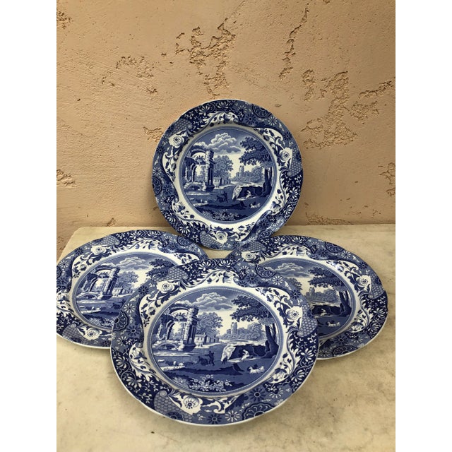Blue & White Spode Italian Dinner Plate Copeland circa 1920. 4 plates available.
