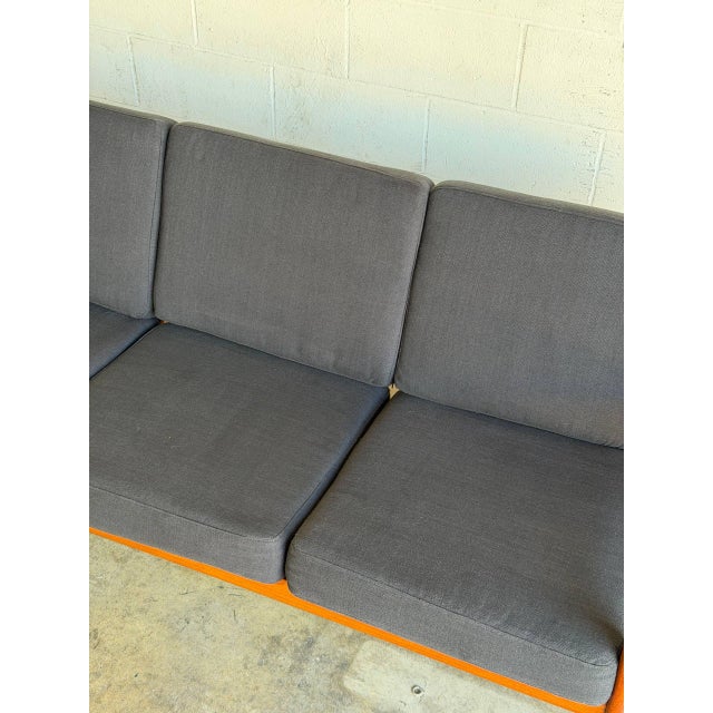 Wood Teak Black 3 Seater Sofa Couch Mid Century Modern Wooden Living Room Lounge Denmark 1960s For Sale - Image 7 of 15