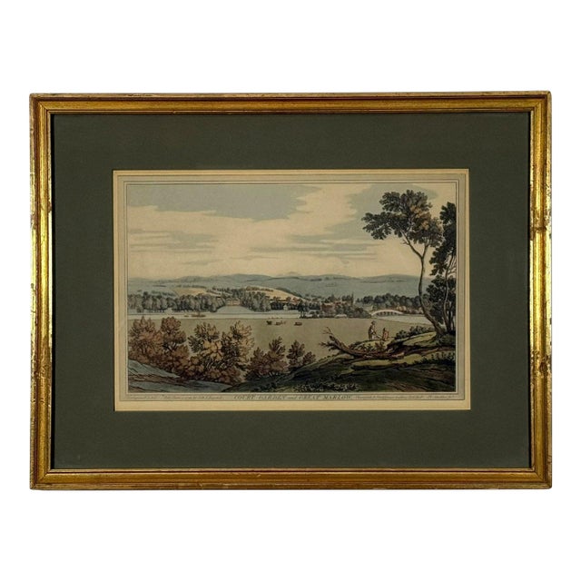 Antique 1793 Hand-Colored Aquatint – "Court Garden & Great Marlow" by j.c. Stadler For Sale