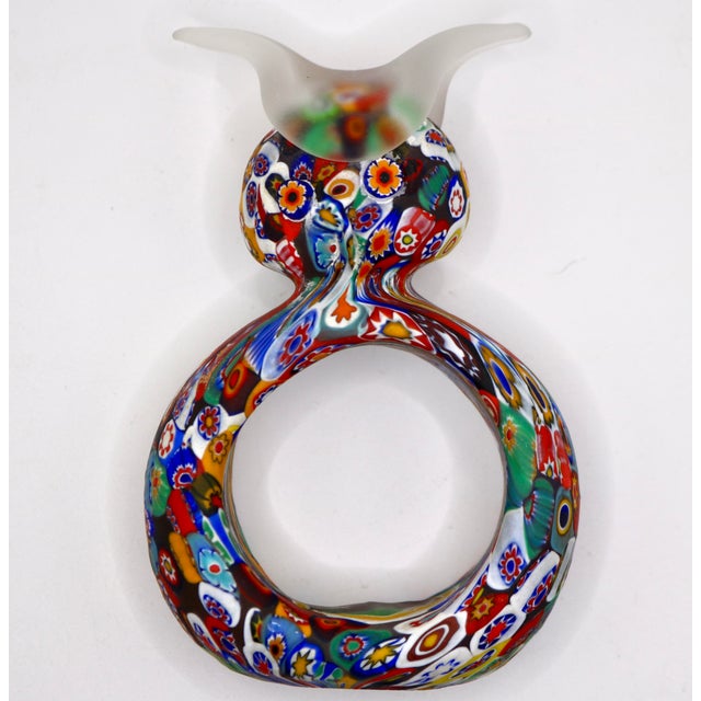Mid-Century Murano Millefiori Glass Owl Napkin Rings - A Pair For Sale - Image 4 of 14