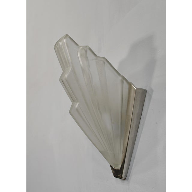 Pair of Marius Sabino 1930s French Art Deco Modernist Slip Shade Wall Sconces - 2 Pairs Available For Sale - Image 9 of 11