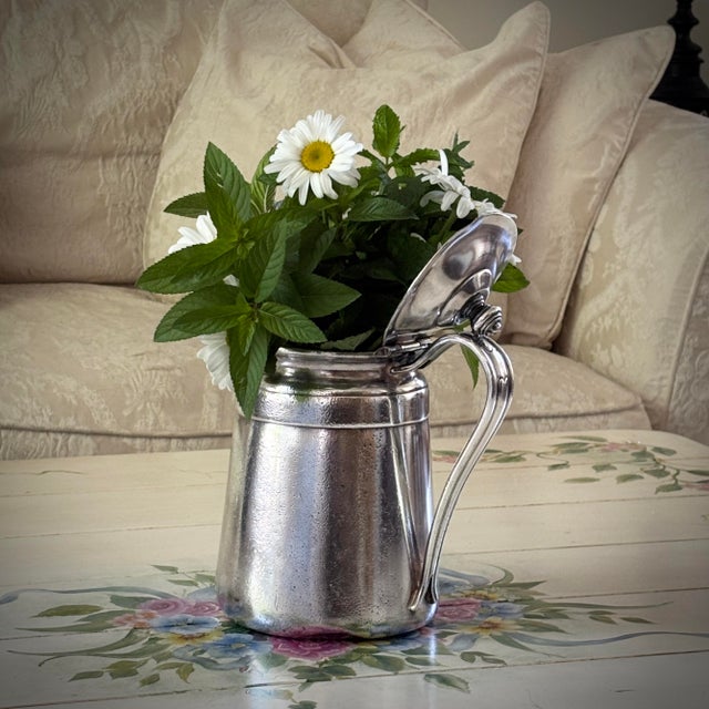 Metal Vintage 1940s Sheraton Hotel Silver Plate Coffee Pot 64oz Prop For Sale - Image 7 of 10