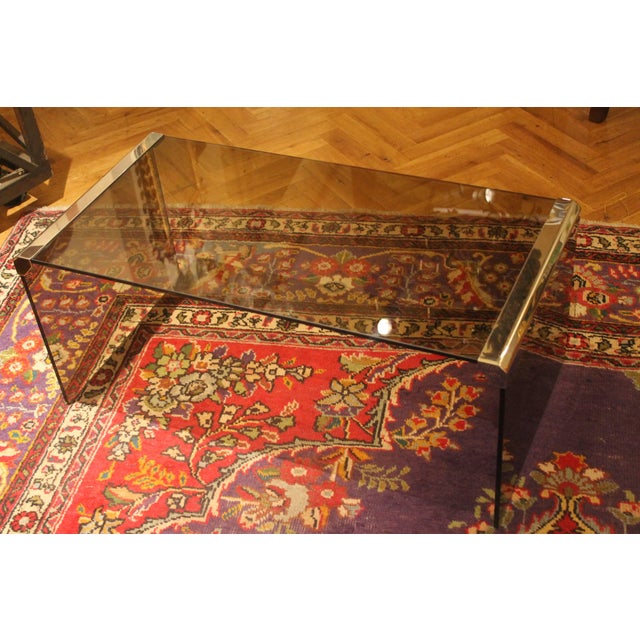 1970s Smoked Glass and Chrome Steel Waterfall Pace Collection Coffee Cocktails Table, 1970s For Sale - Image 5 of 6