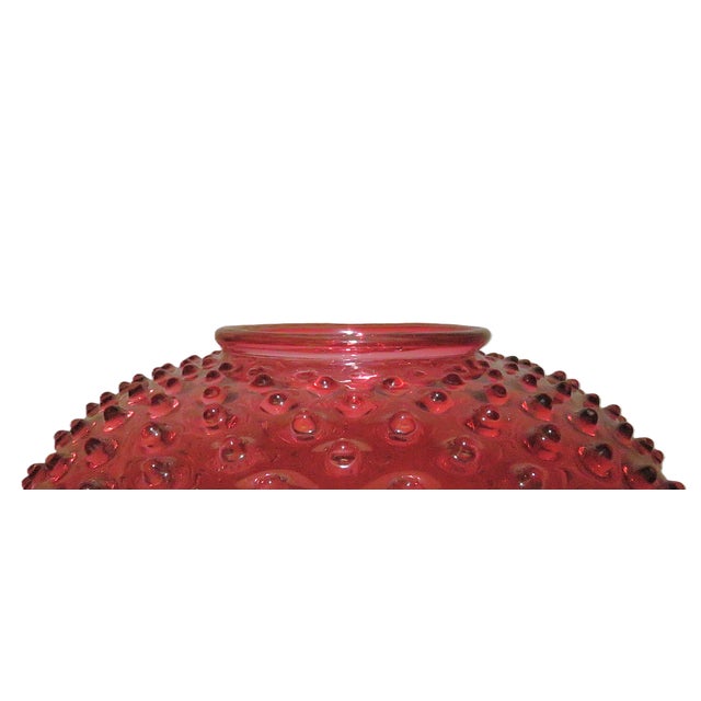 Victorian Antique Victorian Hobnail Glass Hanging Oil Kerosene Cranberry Red Lamp Shade For Sale - Image 3 of 3