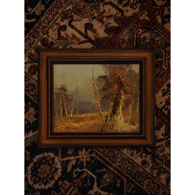 Sky Blue Vintage Autumn Landscape Impasto Oil Painting For Sale - Image 8 of 8