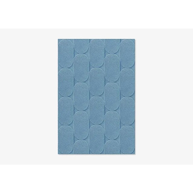Contemporary Light Blue Oval Textured Rug from Marqqa For Sale - Image 3 of 3