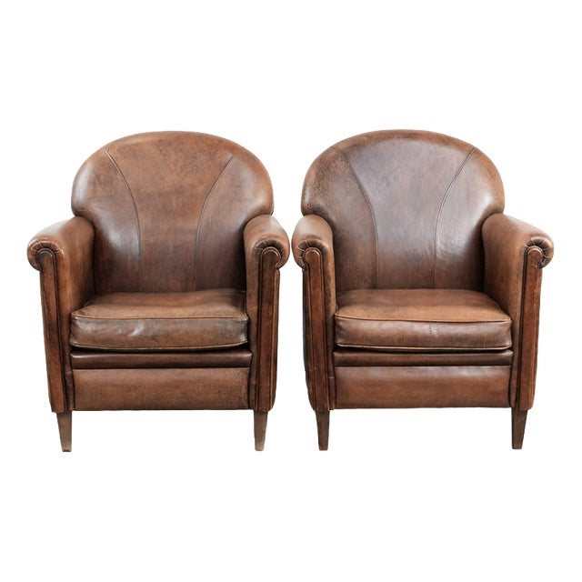 Vintage Sheepskin Armchairs, Set of 2 For Sale