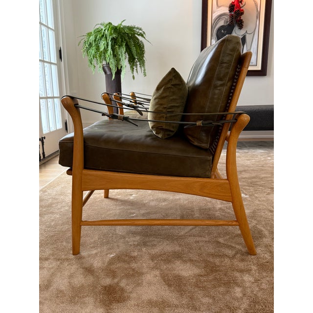 Leather & Cane Arm Chair For Sale - Image 11 of 12