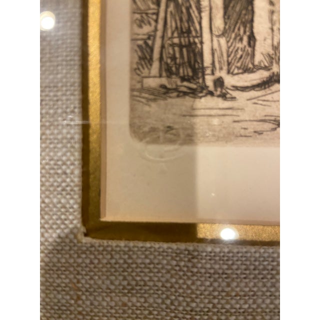 Early 20th Century Charles Pinet Signed and Framed Etches - a Pair For Sale In Baltimore - Image 6 of 7