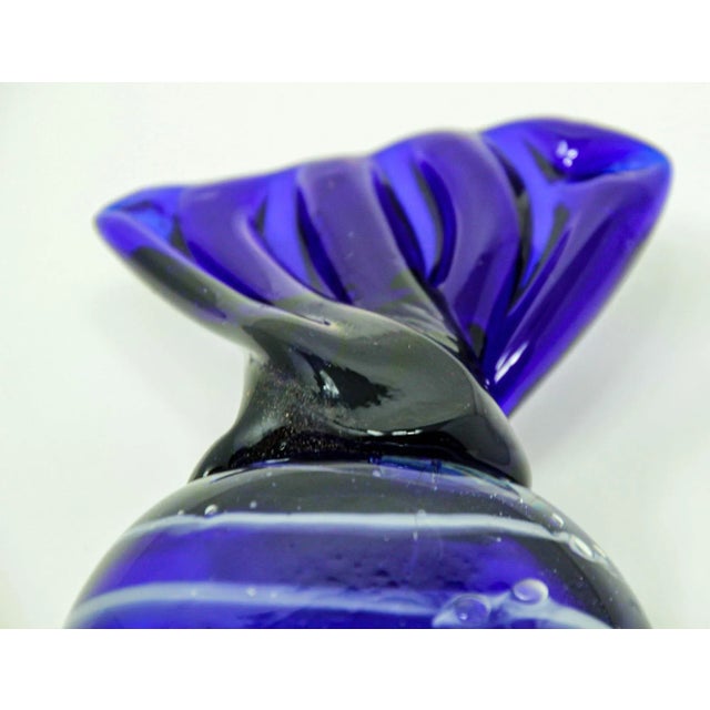 Vintage Murano Decorative Blown Glass Wrapped Blue Hard Candy Paper Weight 6.5" For Sale In Palm Springs - Image 6 of 13