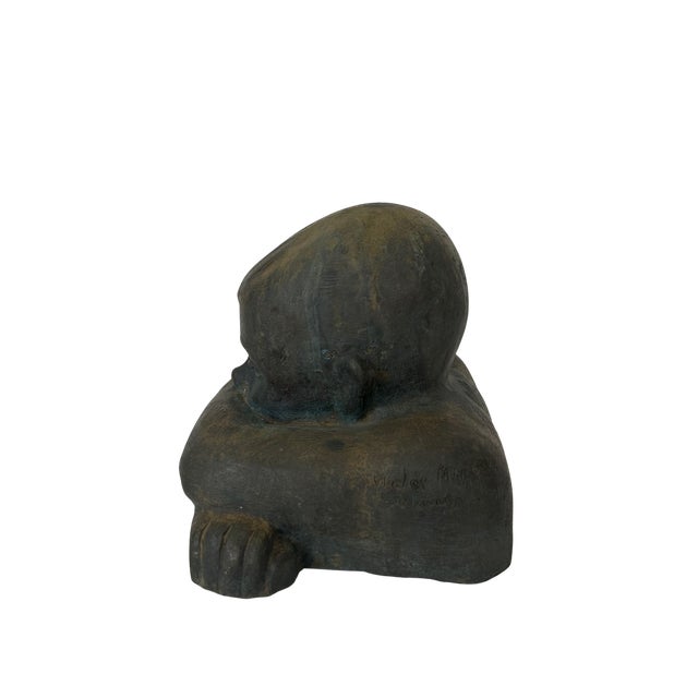 Bronze sculpture of boy with folded arms by Victor Salmones (Mexico, 1937-1989). Salmones was internationally recognized...