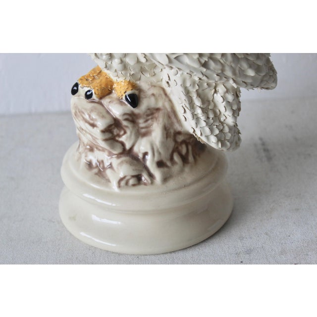 Ceramic Vintage Mid-Century Modern Textured Glazed Ceramic Owl Sculpture For Sale - Image 7 of 11