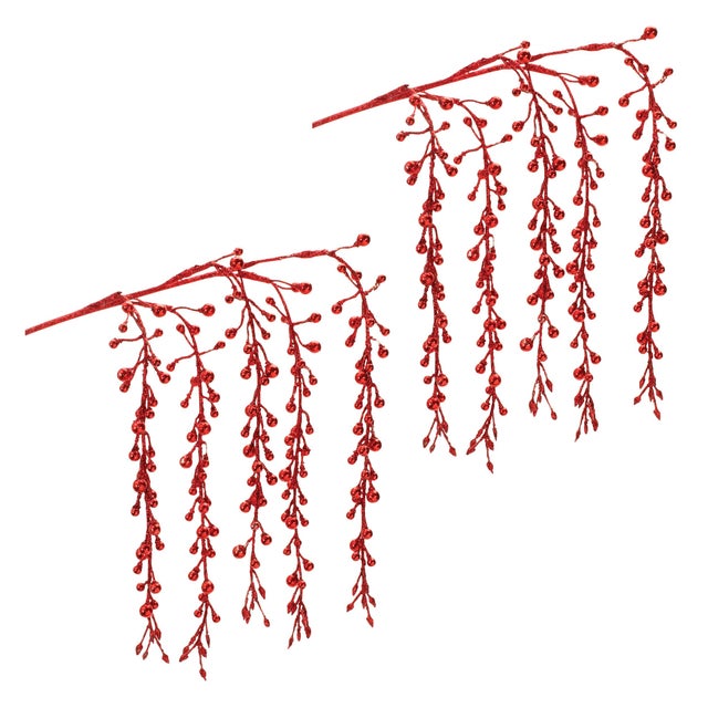 Rustic Hanging Glitter Berry Spray (Set of 2) For Sale - Image 3 of 3