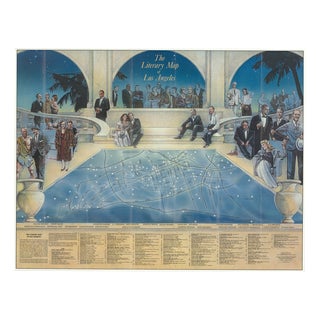 Vintage Literary Map of Los Angeles by Linda Ayriss, 1987 For Sale