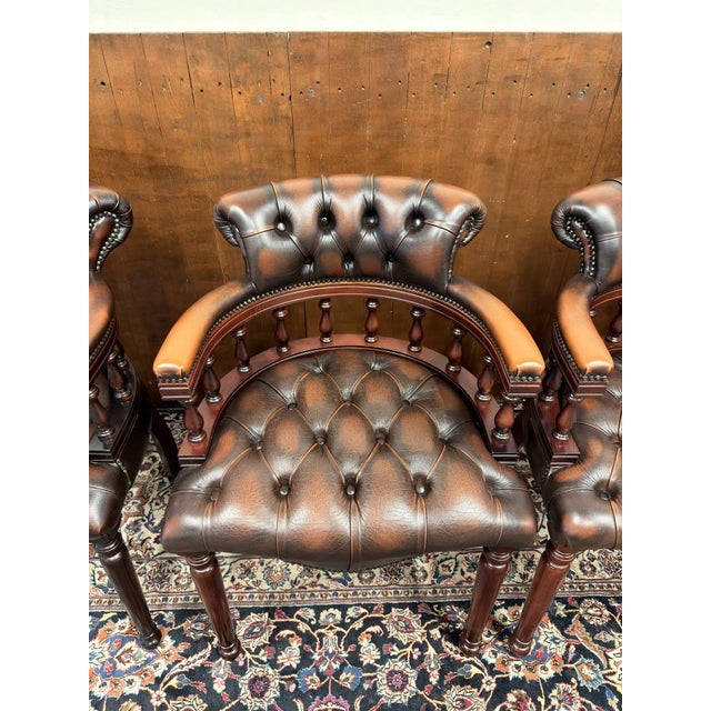 English Chesterfield Chairs, Set of 6 For Sale - Image 9 of 18