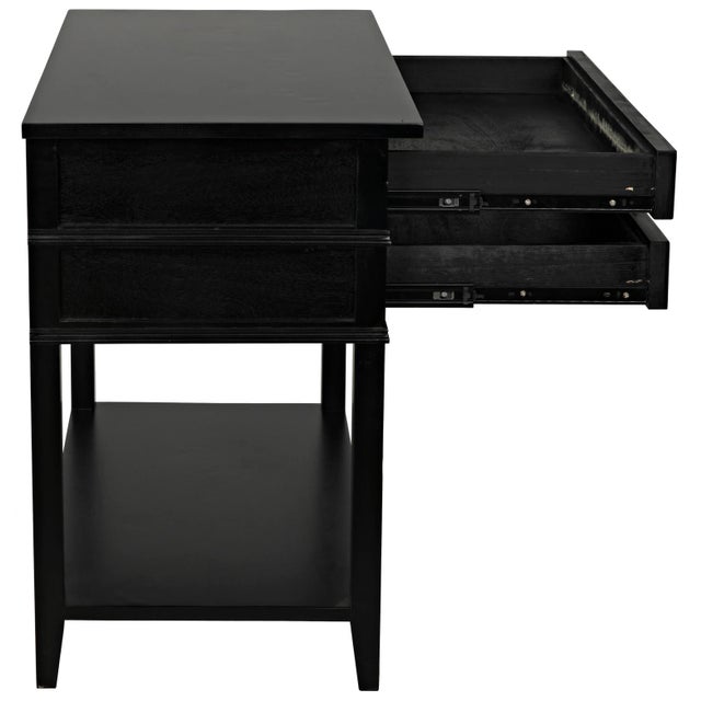 Wood NOIR Colonial 2-Drawer Side Table in Distressed Black For Sale - Image 7 of 9