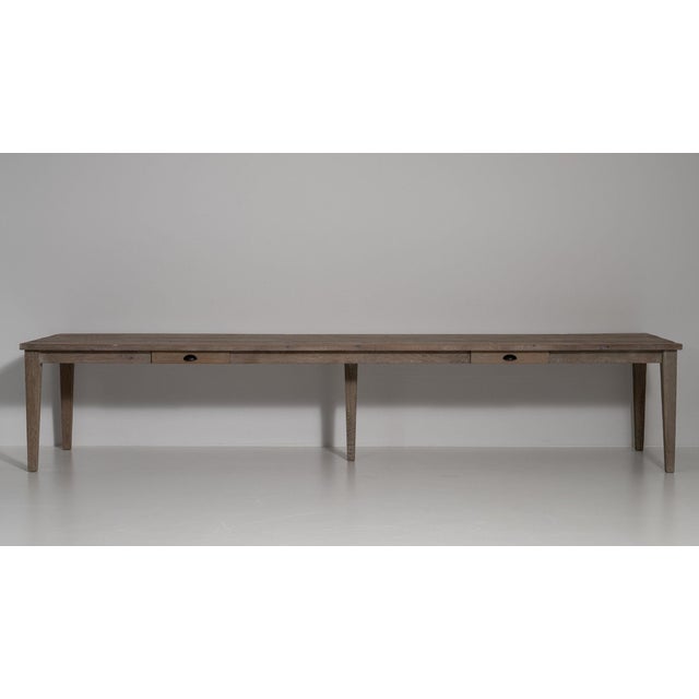 Late 20th Century France Weathered Grey Metal Long Metal-Legged Bench Table For Sale - Image 10 of 11