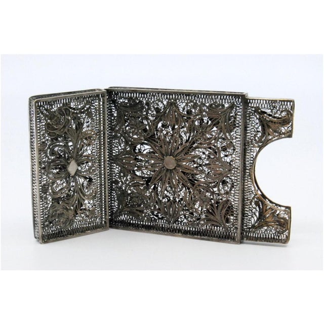 Filigree Silver Cardboard Box with Removable Lid For Sale - Image 3 of 11