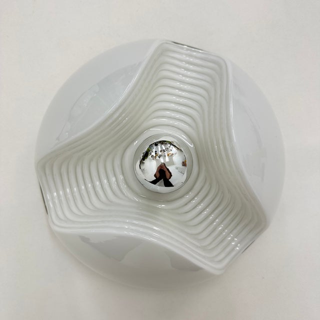 Metal Milk Glass Wave Wall Lamps from Peill & Putzler, 1970s, Set of 4 For Sale - Image 7 of 10