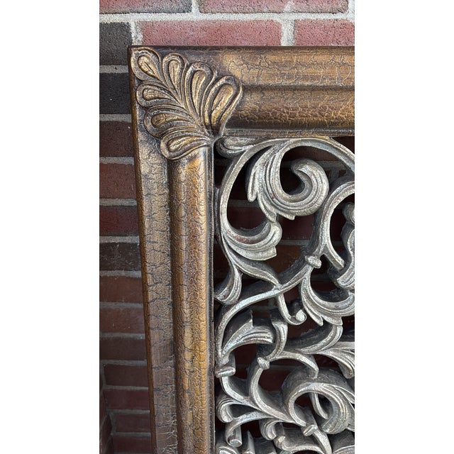 Bronze 20th Century Wall or Floor Mirror Ornately Carved Gilt 6' Wood For Sale - Image 8 of 16
