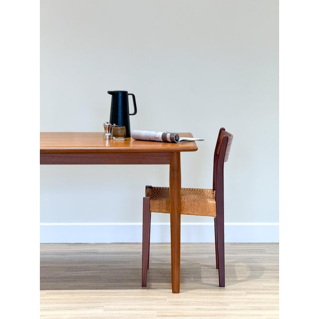 Wood Danish Chairs in Teak and Paper Cord attributed to Poul Volther, 1960s, Set of 4 For Sale - Image 7 of 14
