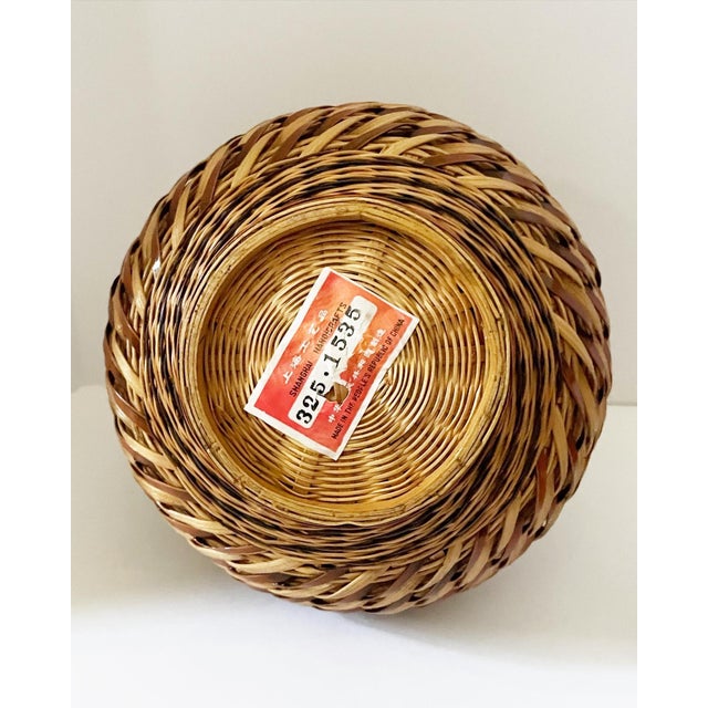 1970s Pear Ceramic Vessel Wrapped in Hand Woven Wicker For Sale - Image 9 of 10