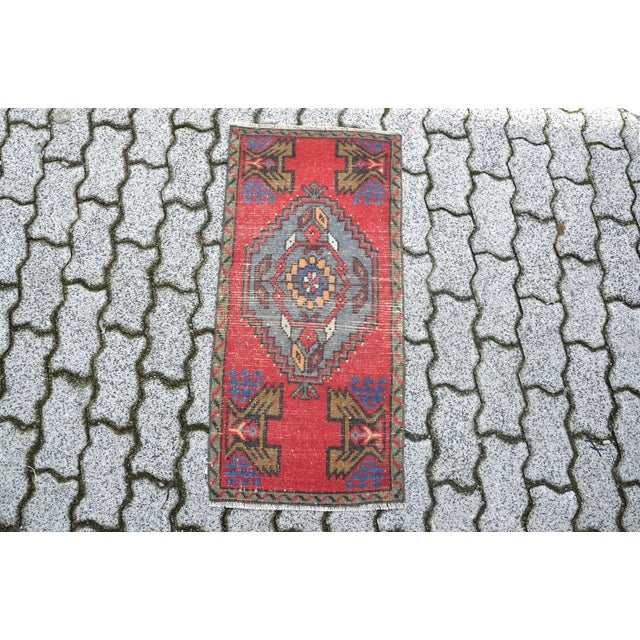 1960s Vintage Red Rustic Rug For Sale - Image 6 of 6
