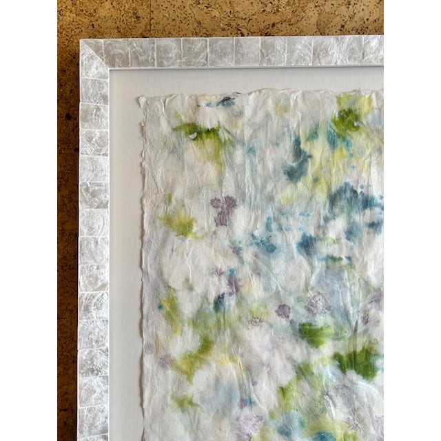 Blue 1980s Framed Abstract on Fabric For Sale - Image 8 of 12