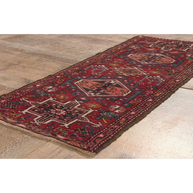 Red Vintage Persian Heriz Rug, 02'01 X 05'01 For Sale - Image 8 of 10