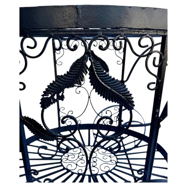 Two Tier Wrought Iron Console Table Bar Cart Form Salterini Italian Scrollwork For Sale - Image 14 of 16