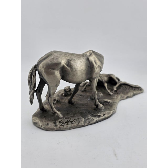 1970s Polland Franklin Mint Pewter Horse Mare Foal Newborn Western Wildlife Figurine For Sale - Image 9 of 15