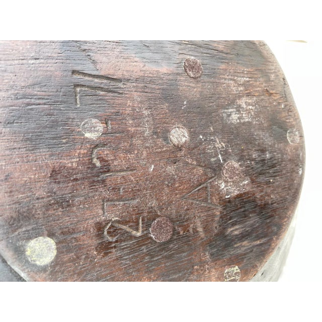 Wood Antique Large 23.25in Round Primitive Wood Turned Bowl For Sale - Image 7 of 8
