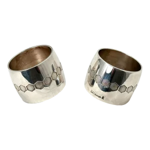 Fine Quality Vintage Signed Christofle France Silverplate Napkin Rings - a Matched Pair