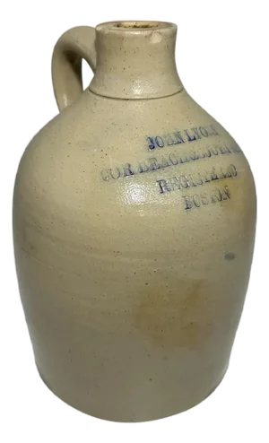 Antique John Lyons Stoneware Whiskey Jug - Boston, Mass