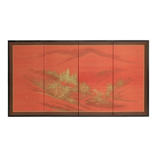 1960s Shōwa Era Monochrome Landscape Silk Screen For Sale