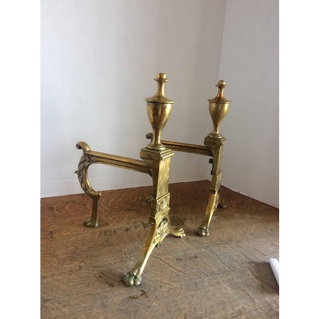 Item: Antique Neoclassical or Louis XIV style andirons. Age & Condition: Circa 1900. Good condition, with some patina and...
