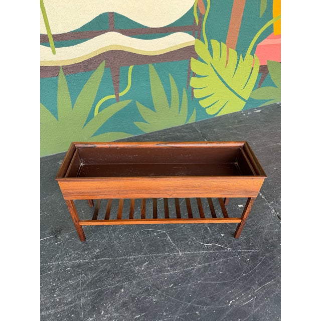 1960s Mid 20th Century Danish Rosewood Planter With Magazine Rack For Sale - Image 5 of 10