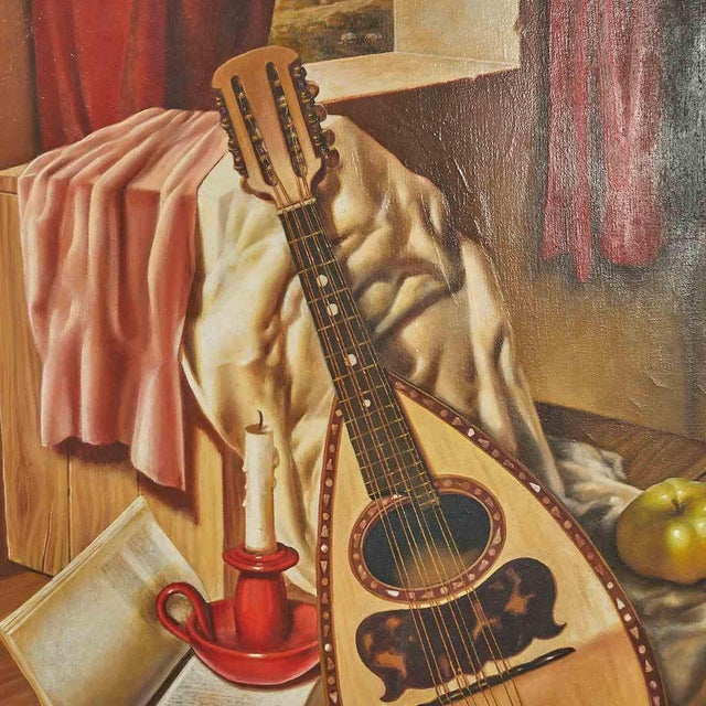 Guglielmo Zisa, Still Life with Mandolin, 2000s, Oil on Canvas For Sale - Image 3 of 7