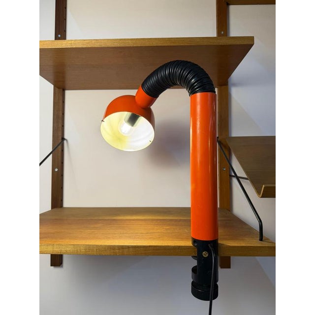 Danish Orange and Black Clamp Lamp For Sale - Image 3 of 11