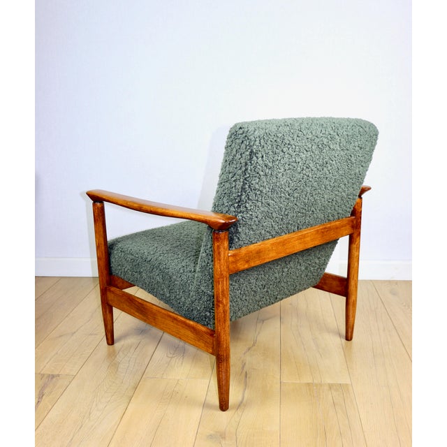 GFM-142 Chair in Olive Fleshy Bouclé attributed to Edmund Homa, 1970s For Sale - Image 11 of 12