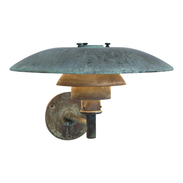 Large Poul Henningsen 'Ph Wall' Darkly Patinated Outdoor Lamp for Louis Poulsen For Sale