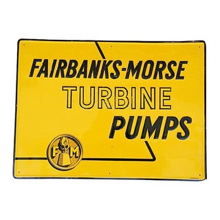 Vintage Embossed Fairbanks-Morse Pump Sign For Sale